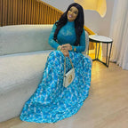 Women's Micro-transparent A-line High-neck Elastic Slim-fit Long-sleeve Dress