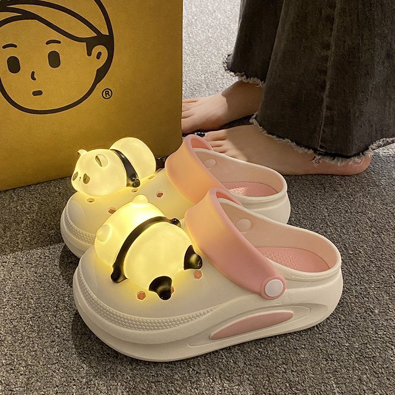 New Spring And Summer Anti-slip Platform Panda Light Hole Shoes For Women