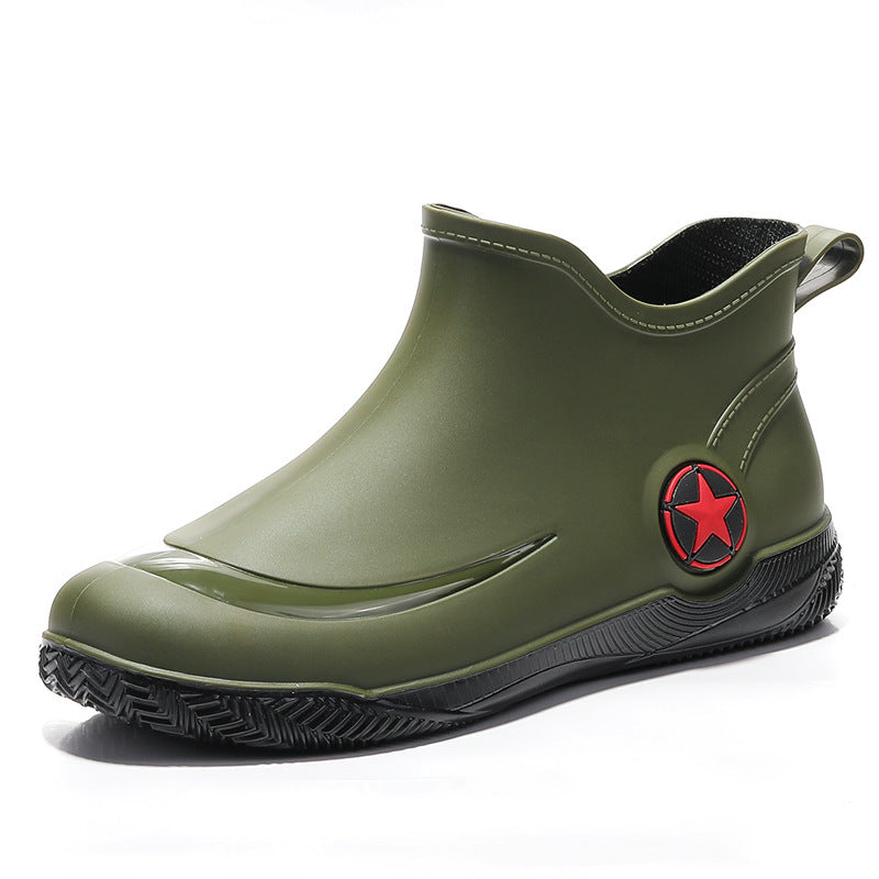 Stylish short-top men's rain boots, low-cut, non-slip and waterproof.
