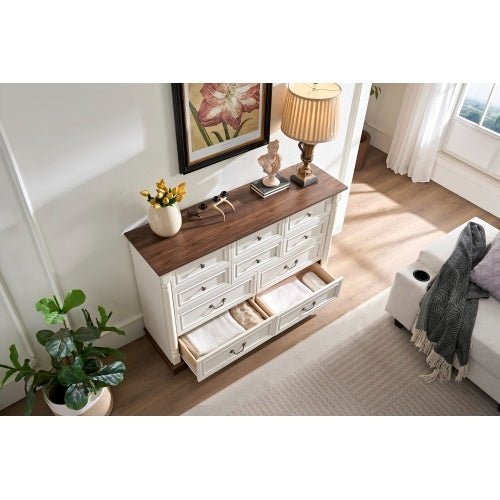 10 - Drawer Dresser Chest with Wooden Base - Rustic Storage for Bedroom & Living Room - product type - NovaVisio