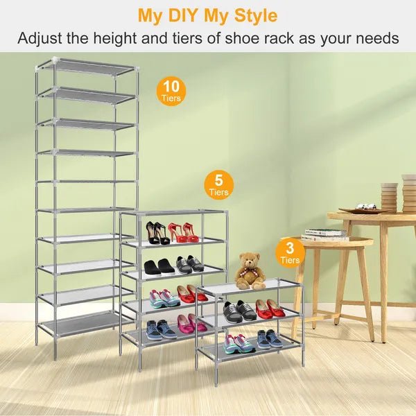 10 - Tier Shoe Rack for 27 Pairs - Non - Woven Fabric Stackable Shoe Storage Organizer - product type - NovaVisio