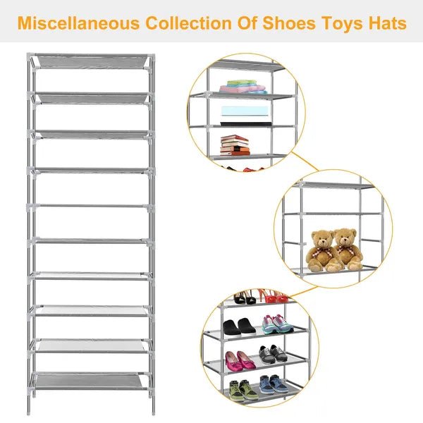 10 - Tier Shoe Rack for 27 Pairs - Non - Woven Fabric Stackable Shoe Storage Organizer - product type - NovaVisio