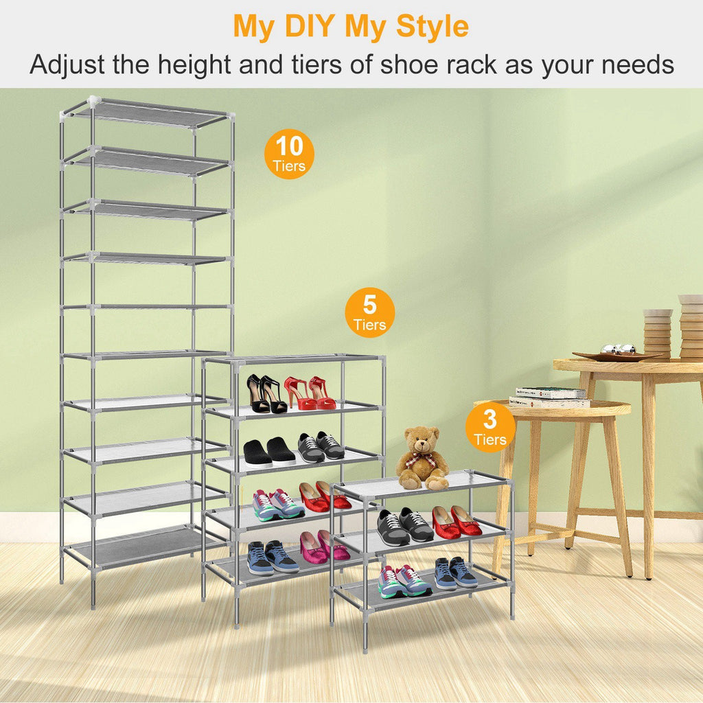 10 - Tier Shoe Rack for 27 Pairs - Non - Woven Fabric Stackable Shoe Storage Organizer - product type - NovaVisio