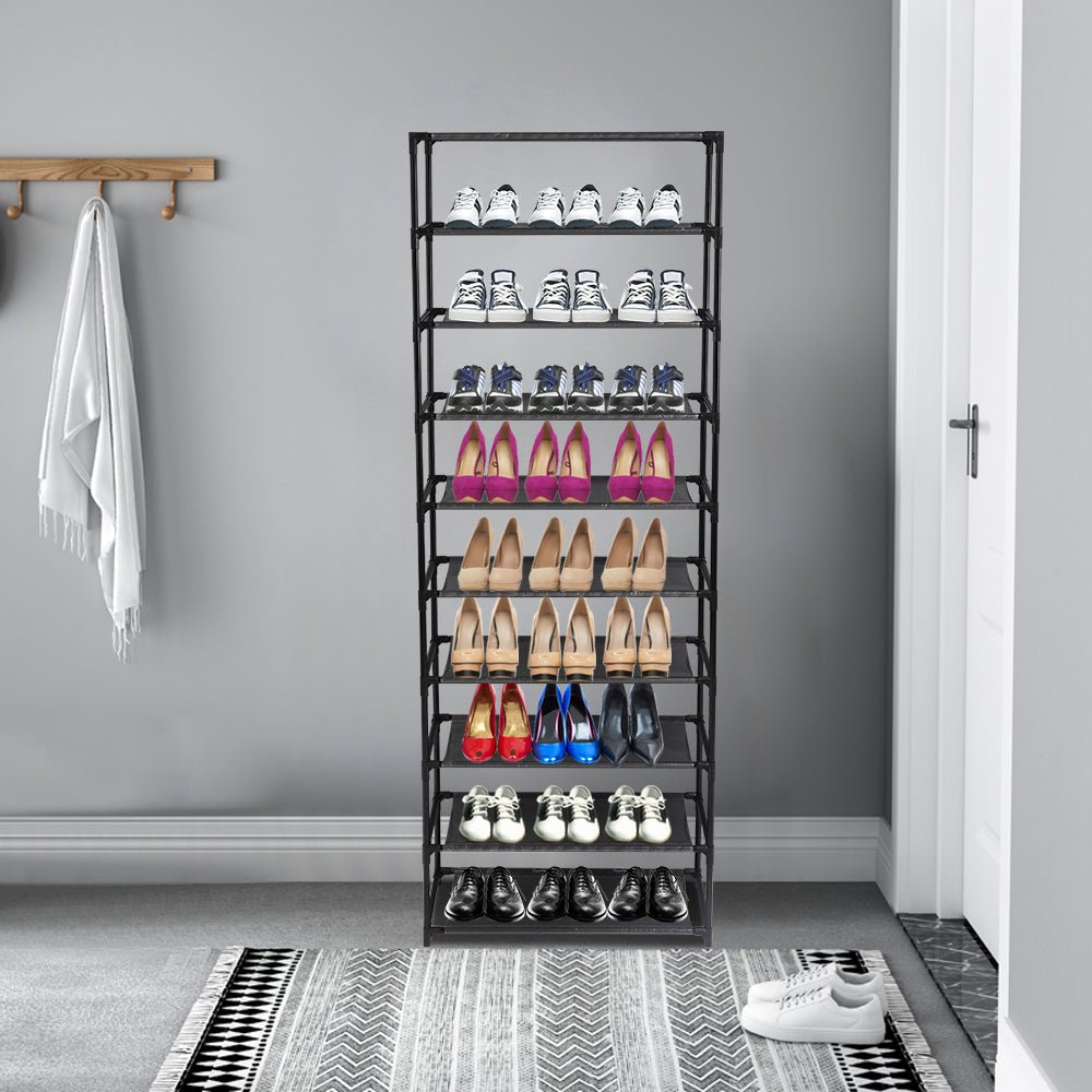 10 - Tier Shoe Rack Organizer - Holds 30 Pairs, Stackable Storage Shelf, 60" Tall - product type - NovaVisio