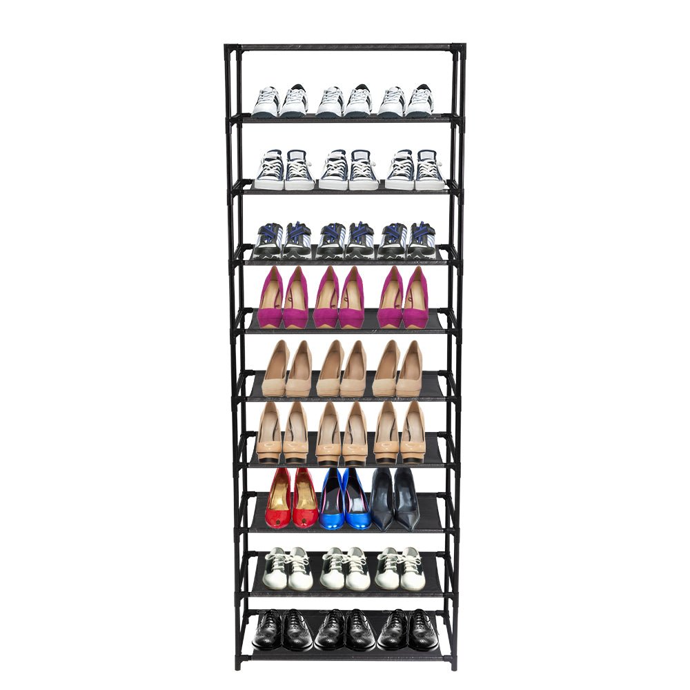 10 - Tier Shoe Rack Organizer - Holds 30 Pairs, Stackable Storage Shelf, 60" Tall - product type - NovaVisio