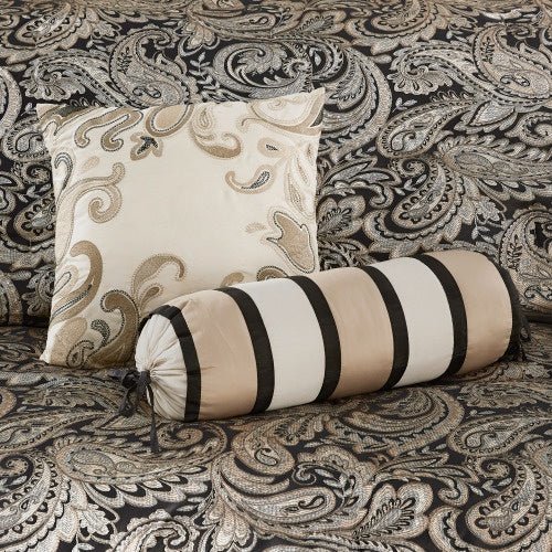 12 Piece Comforter Set With Cotton Bed Sheets Black Queen - product type - NovaVisio