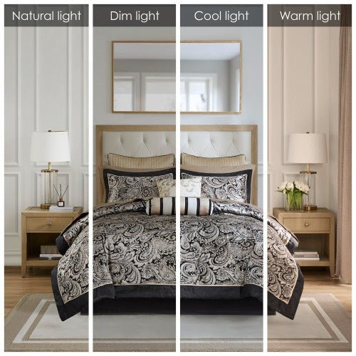 12 Piece Comforter Set With Cotton Bed Sheets Black Queen - product type - NovaVisio