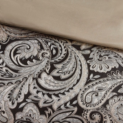 12 Piece Comforter Set With Cotton Bed Sheets Black Queen - product type - NovaVisio