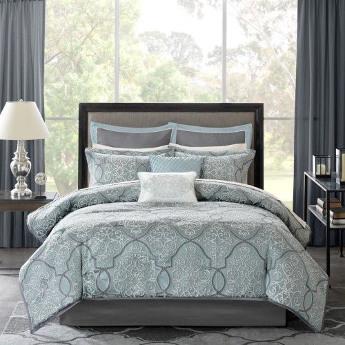 12 - Piece Comforter Set with Cotton Bed Sheets Blue King - Complete Bedding Collection - product type - NovaVisio