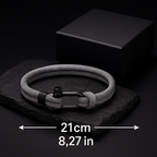 Gray Rope Bracelet – Men’s Nautical Bracelet with Black Stainless
