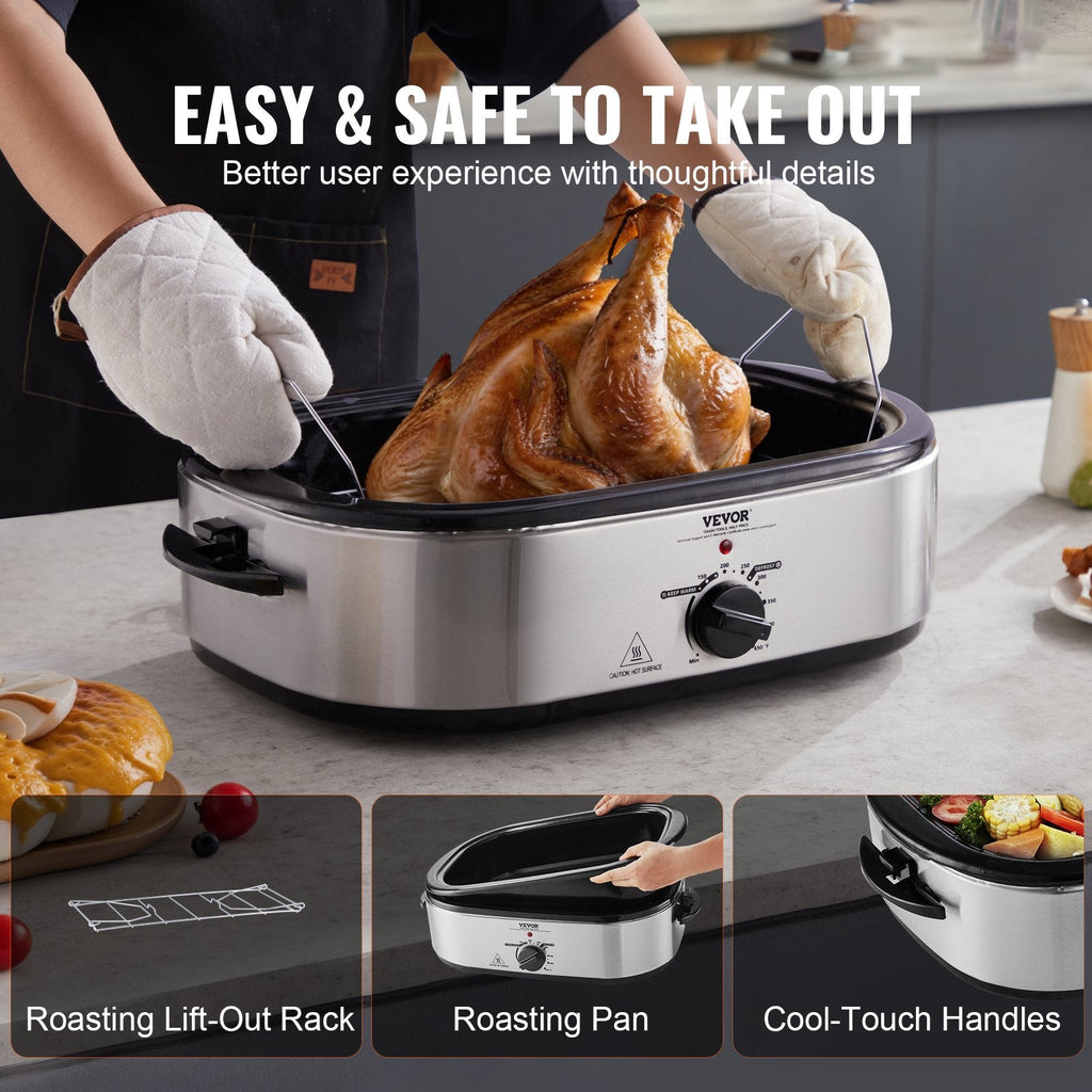 18 QT Electric Roaster Oven - 1450W Turkey Roaster with Self - Basting Lid - product type - NovaVisio
