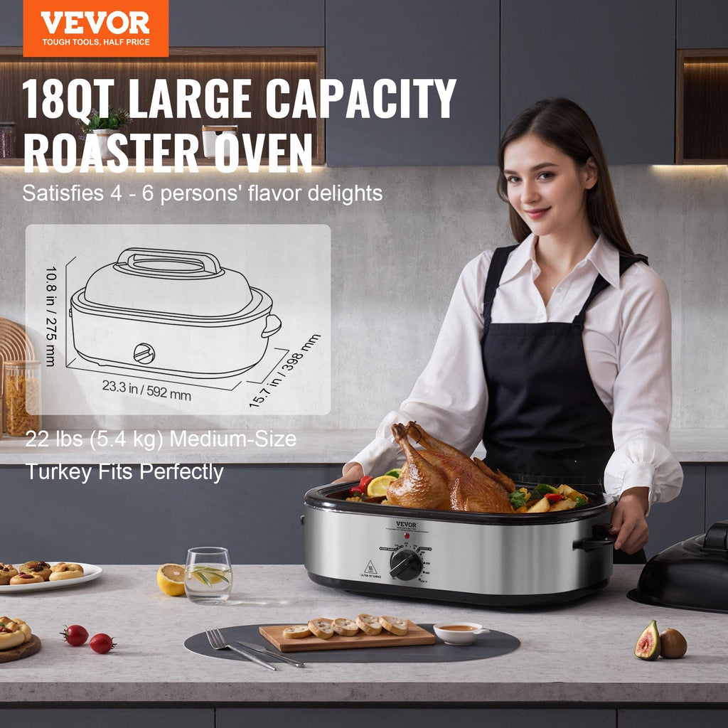 18 QT Electric Roaster Oven - 1450W Turkey Roaster with Self - Basting Lid - product type - NovaVisio