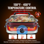 18 QT Electric Roaster Oven - 1450W Turkey Roaster with Self - Basting Lid - product type - NovaVisio