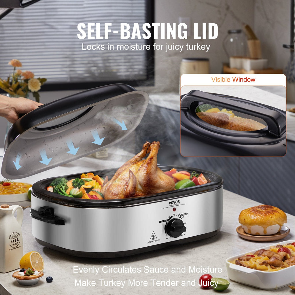18 QT Electric Roaster Oven - 1450W Turkey Roaster with Self - Basting Lid - product type - NovaVisio