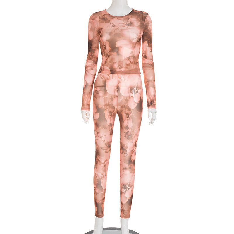 Fashion Sexy Floral Print Leggings Set For Women