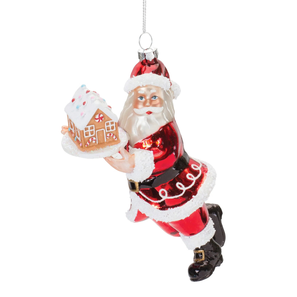Glass Santa with Gingerbread Ornament