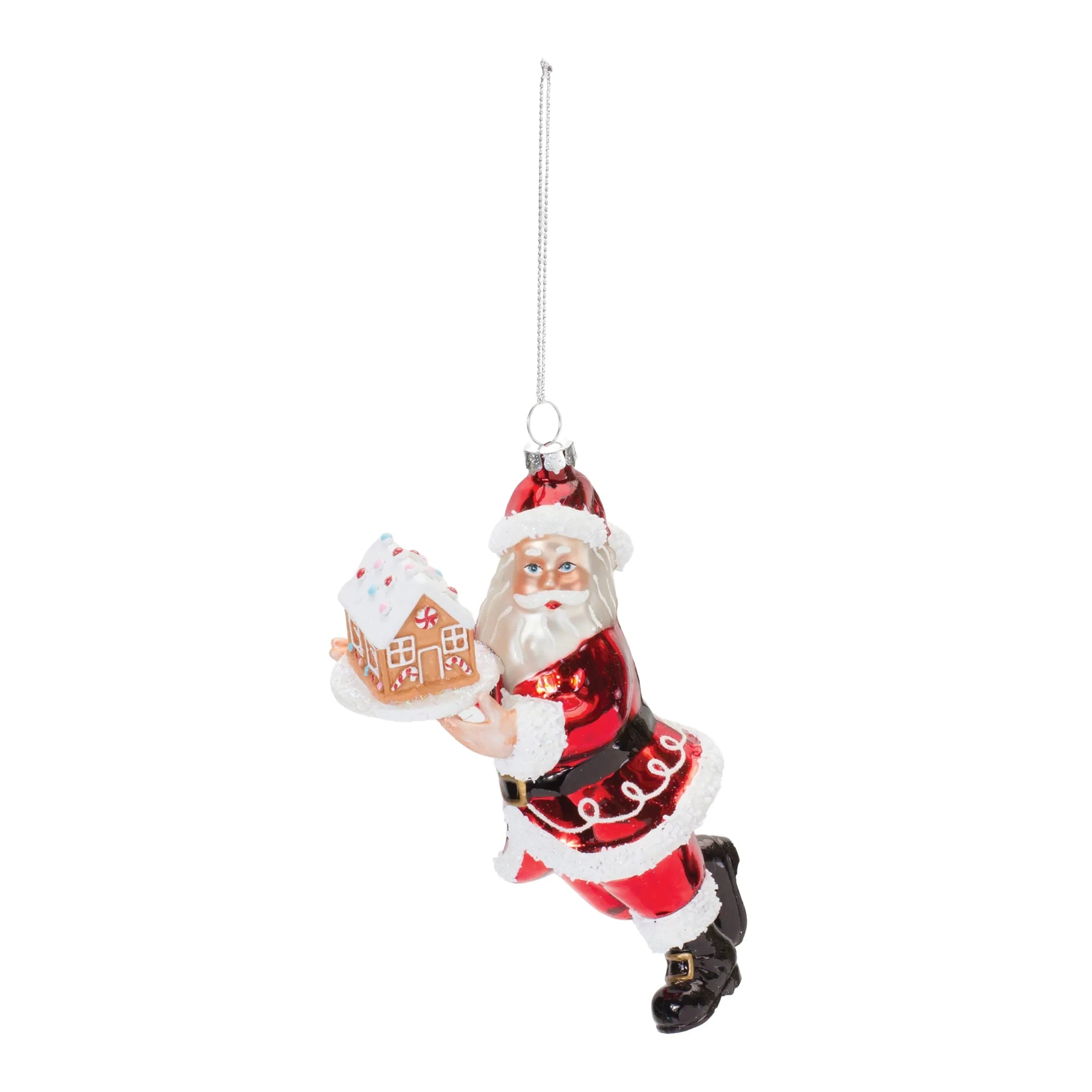 Glass Santa with Gingerbread Ornament