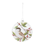 Glass Chickadee Bird Ball Ornament