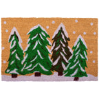 17" X 29" Natural and Green Coir Christmas Trees Outdoor Christmas Door Mat