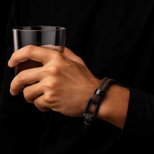 Gray Rope Bracelet – Men’s Nautical Bracelet with Black Stainless