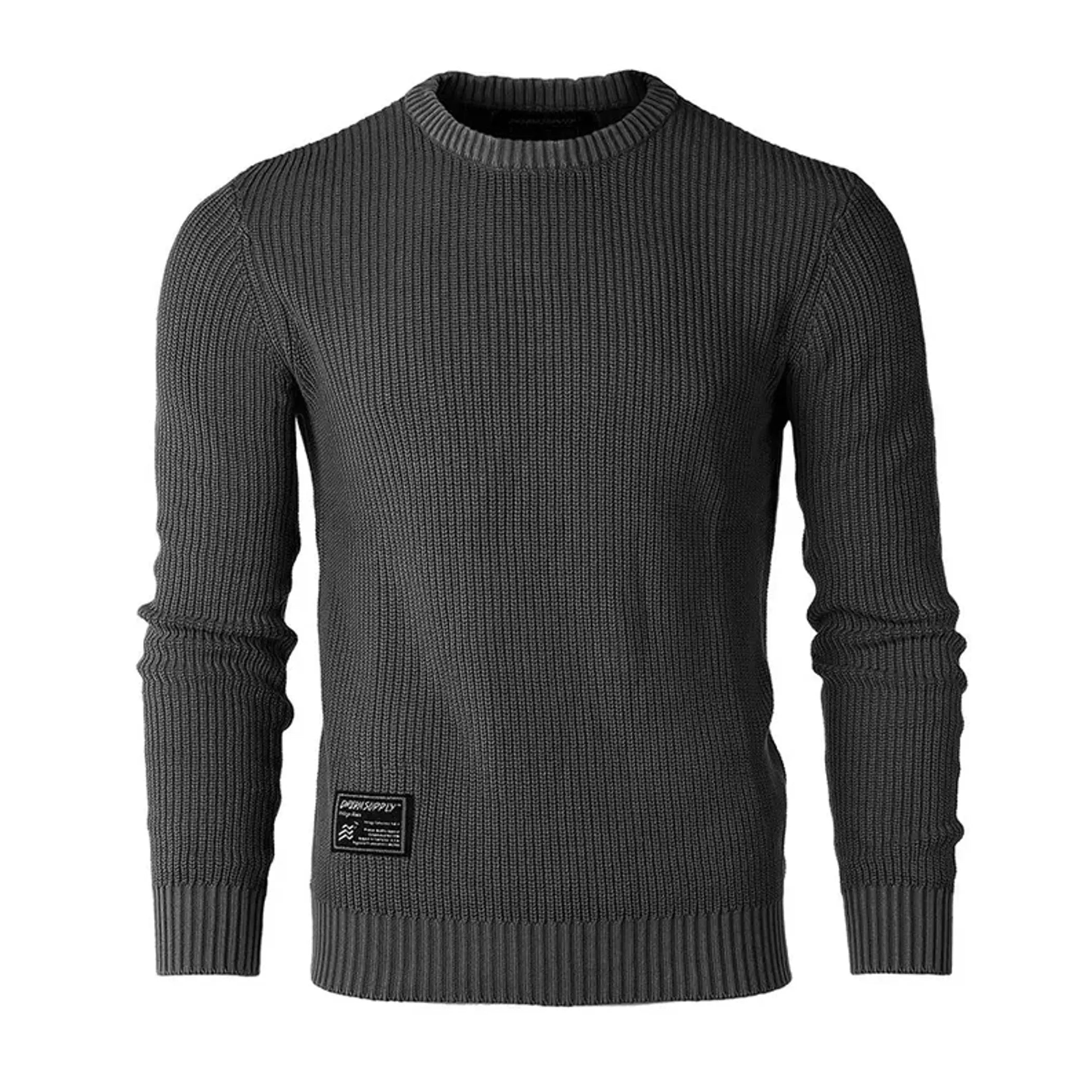ZIMEGO Mens Long Sleeve Stone Washed Vintage Crewneck Pullover Sweater