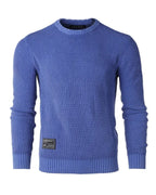 ZIMEGO Mens Long Sleeve Stone Washed Vintage Crewneck Pullover Sweater