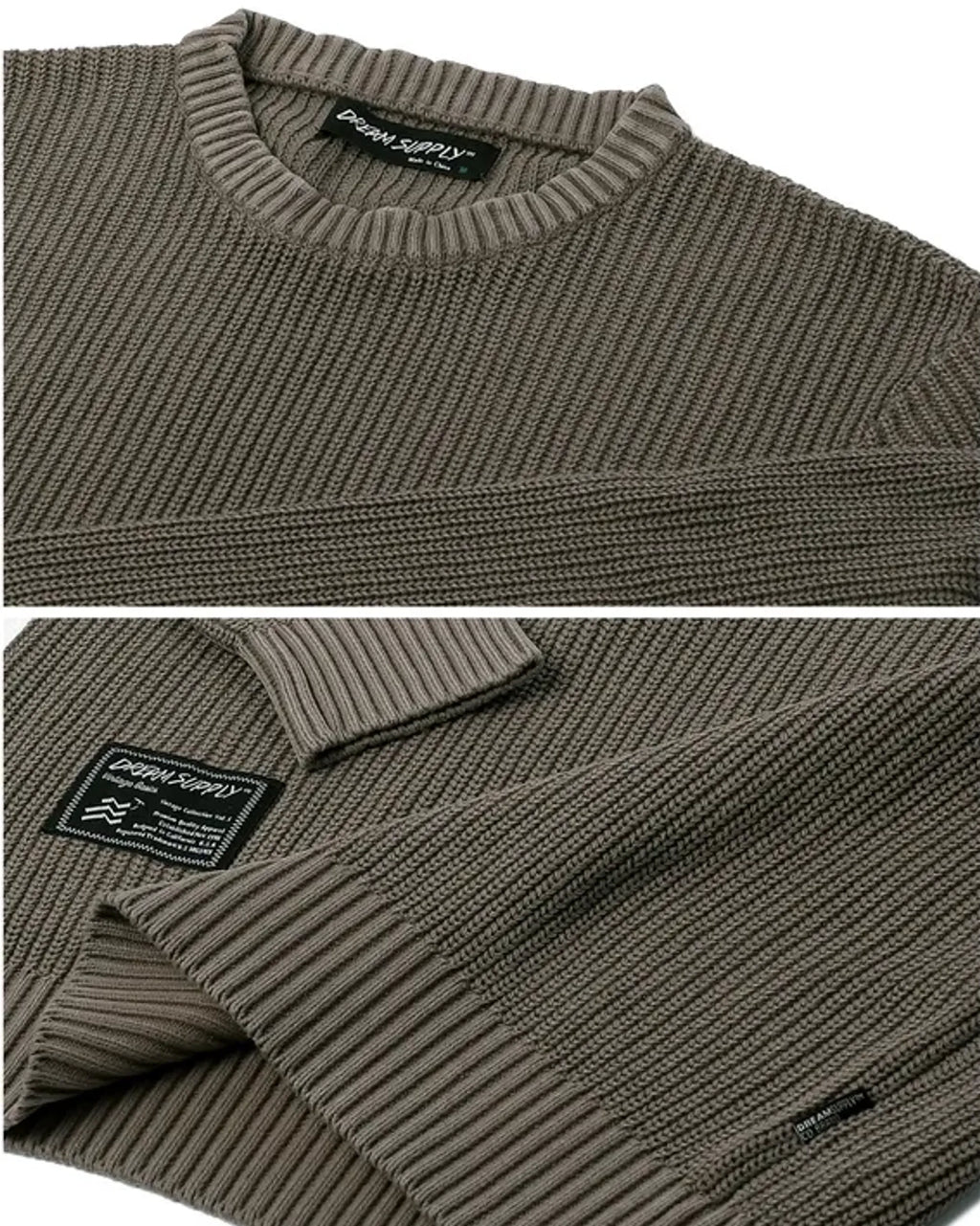 ZIMEGO Mens Long Sleeve Stone Washed Vintage Crewneck Pullover Sweater