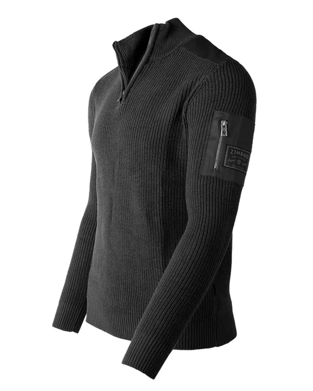 ZIMEGO Mens Long Sleeve Pullover Quarter Zip Mock Neck Polo Sweater