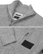 ZIMEGO Mens Long Sleeve Pullover Quarter Zip Mock Neck Polo Sweater