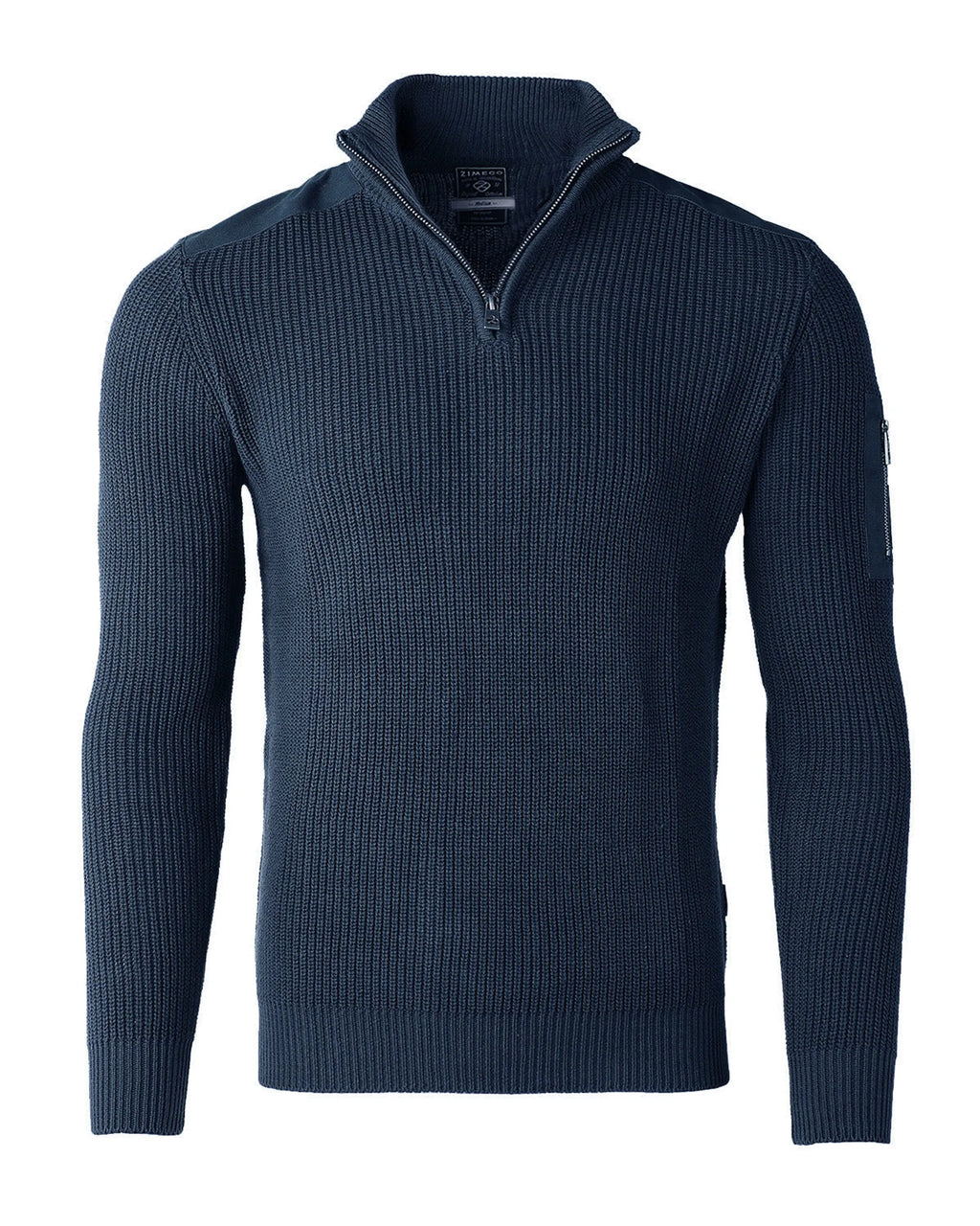 ZIMEGO Mens Long Sleeve Pullover Quarter Zip Mock Neck Polo Sweater with Pocket