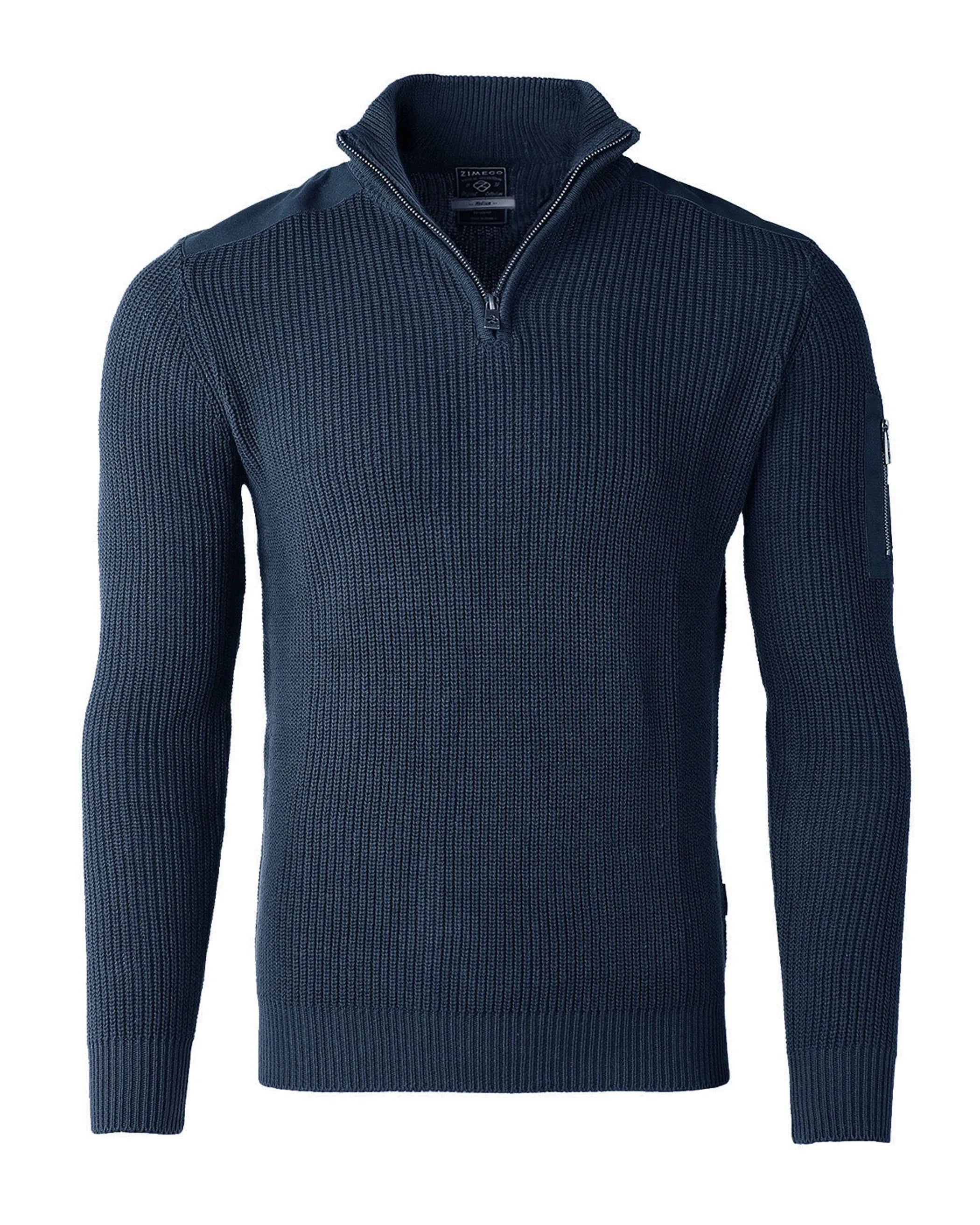 ZIMEGO Mens Long Sleeve Pullover Quarter Zip Mock Neck Polo Sweater with Pocket