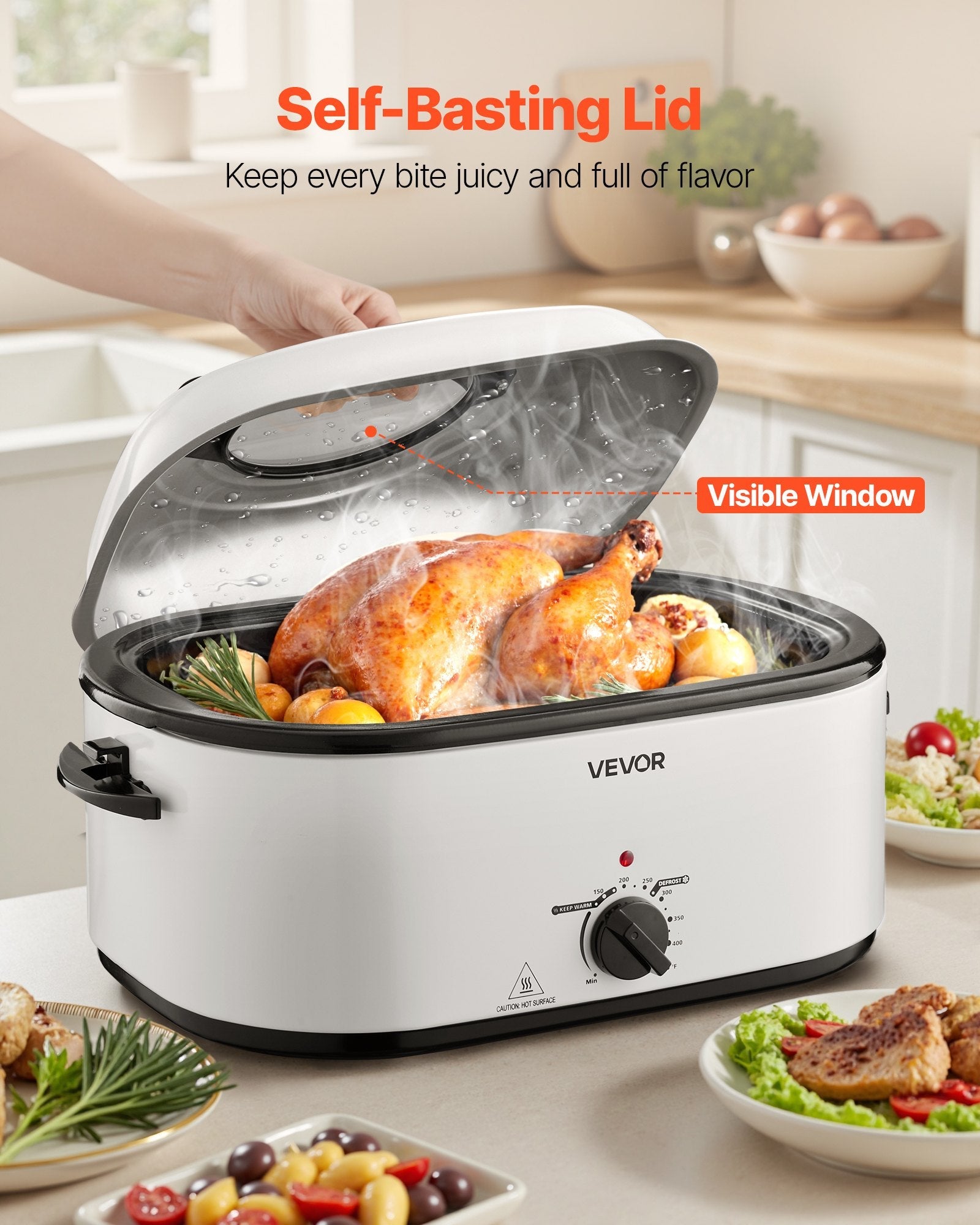 26 QT Electric Roaster Oven - 1450W Turkey Roaster with Self - Basting Lid - product type - NovaVisio