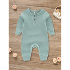 3 - Pack Baby Ribbed Rompers - Long Sleeve Button Front Jumpsuit, Newborn - 24M - product type - NovaVisio