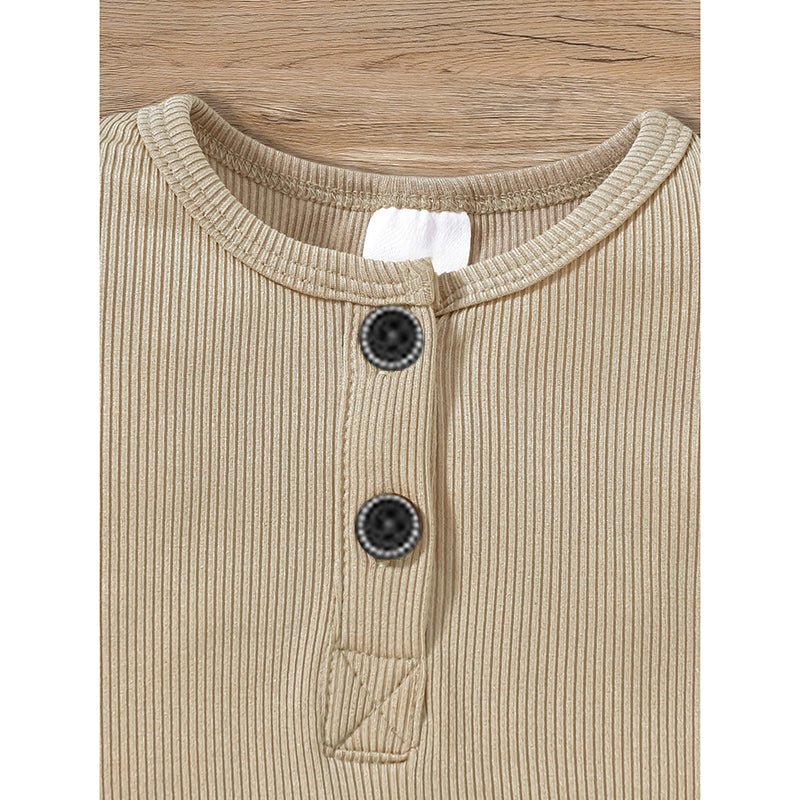 3 - Pack Baby Ribbed Rompers - Long Sleeve Button Front Jumpsuit, Newborn - 24M - product type - NovaVisio