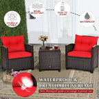 3 Pieces Rattan Patio Furniture Set With Washable Cushion - product type - NovaVisio
