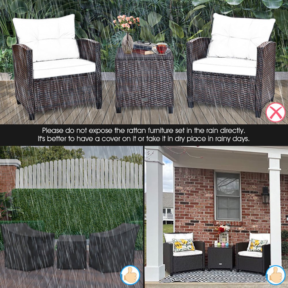 3 Pieces Rattan Patio Furniture Set With Washable Cushion - product type - NovaVisio