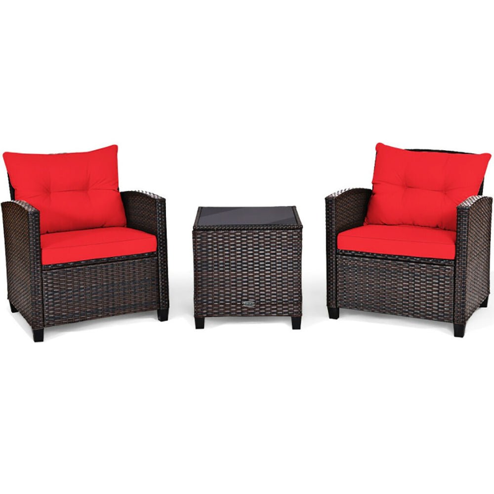 3 Pieces Rattan Patio Furniture Set With Washable Cushion - product type - NovaVisio