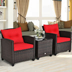 3 Pieces Rattan Patio Furniture Set With Washable Cushion - product type - NovaVisio