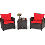 3 Pieces Rattan Patio Furniture Set With Washable Cushion - product type - NovaVisio