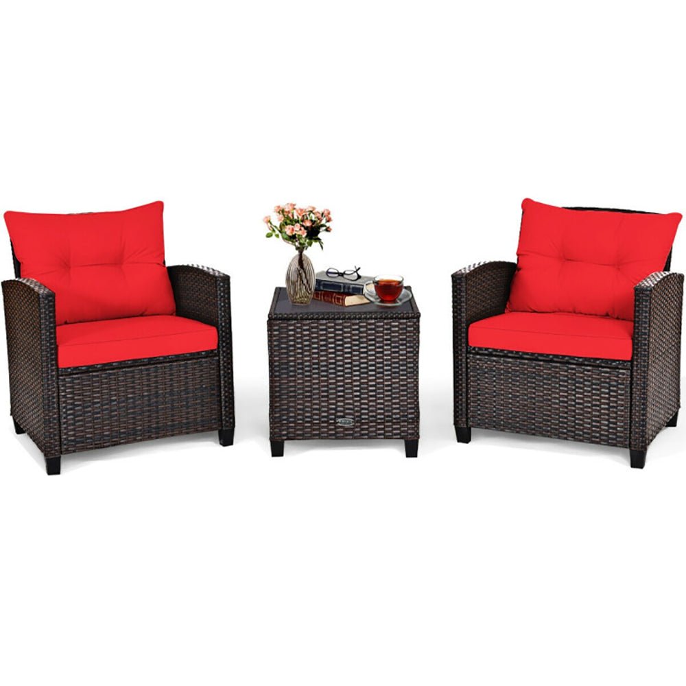 3 Pieces Rattan Patio Furniture Set With Washable Cushion - product type - NovaVisio