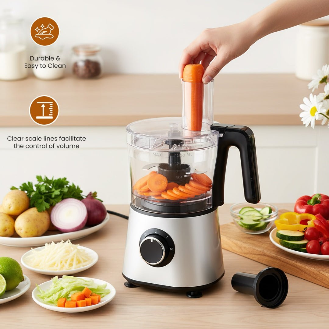 300W Food Processor With Blender & Dough Tool, 2 Speeds, Sharp Blades, Safety Lock - 1.5L Glass Jar - product type - NovaVisio