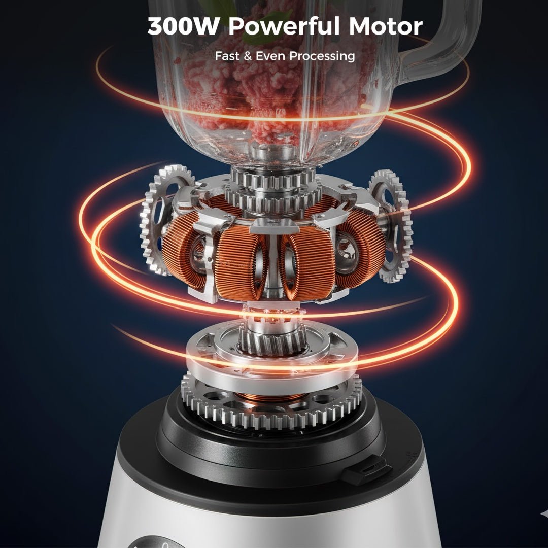 300W Food Processor With Blender & Dough Tool, 2 Speeds, Sharp Blades, Safety Lock - 1.5L Glass Jar - product type - NovaVisio