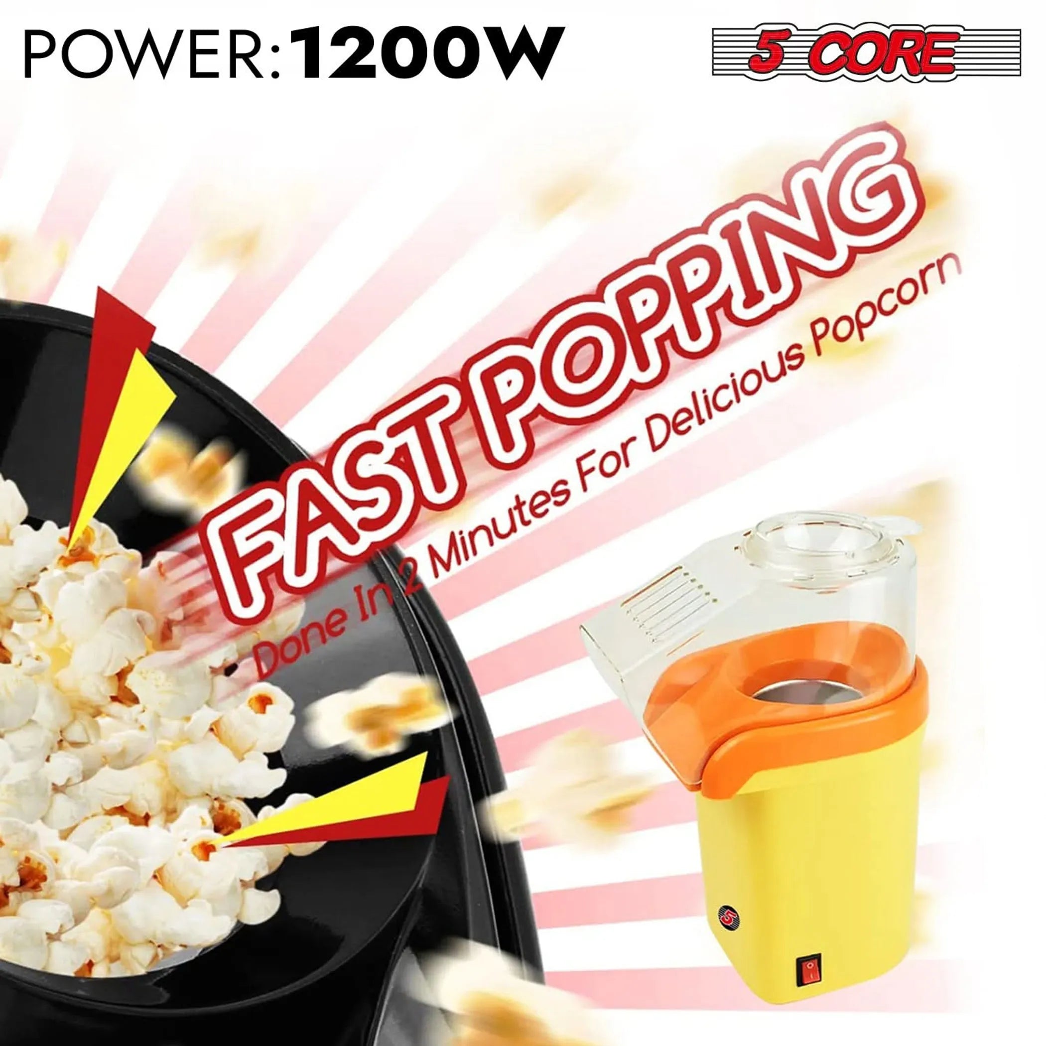 Popcorn Machine 16 Cup Hot Air Popper Mini Portable Electric Pop Corn Maker