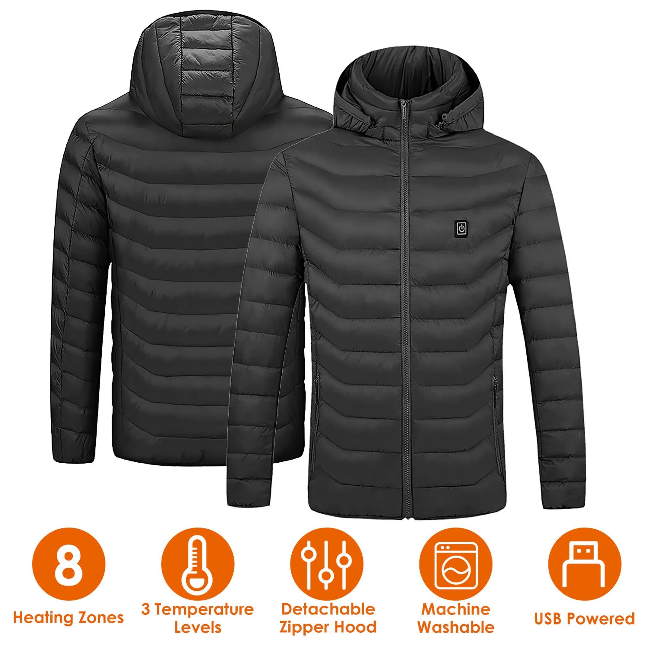 Heated Jacket Electric Heating Coat Lightweight Winter Hooded Jacket