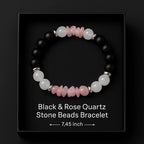 Handmade Natural black onyx and pink chip stone Bead Bracelet