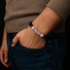 Handmade Natural black onyx and pink chip stone Bead Bracelet