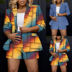 Women's Fashion Long Sleeve Single Button Printed Blazer