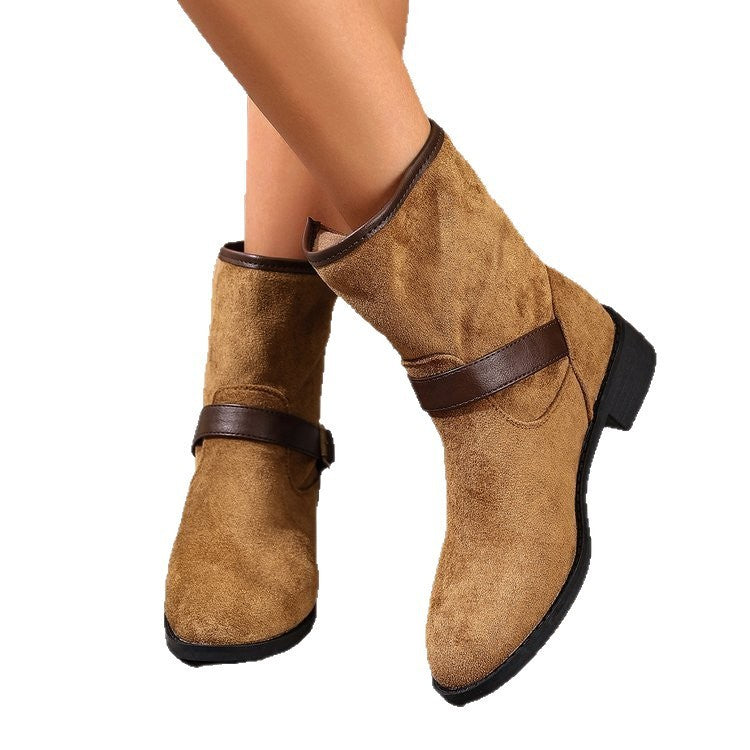 Casual Metal Buckle Slip-on Women's Martin Boots