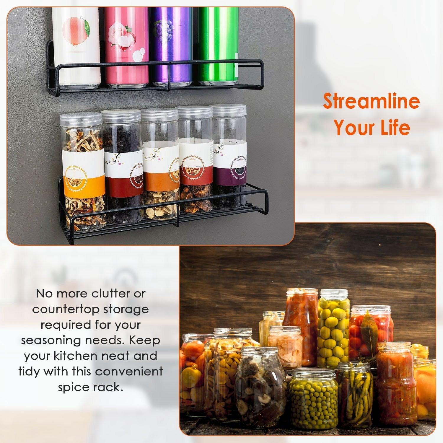 4 - Pack Magnetic Spice Rack Organizer - Fridge Storage Shelf for Kitchen Organization - product type - NovaVisio