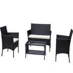 4 PC Rattan Patio Furniture Set Outdoor Patio Cushioned Seat Wicker Sofa Beige Cushion - product type - NovaVisio